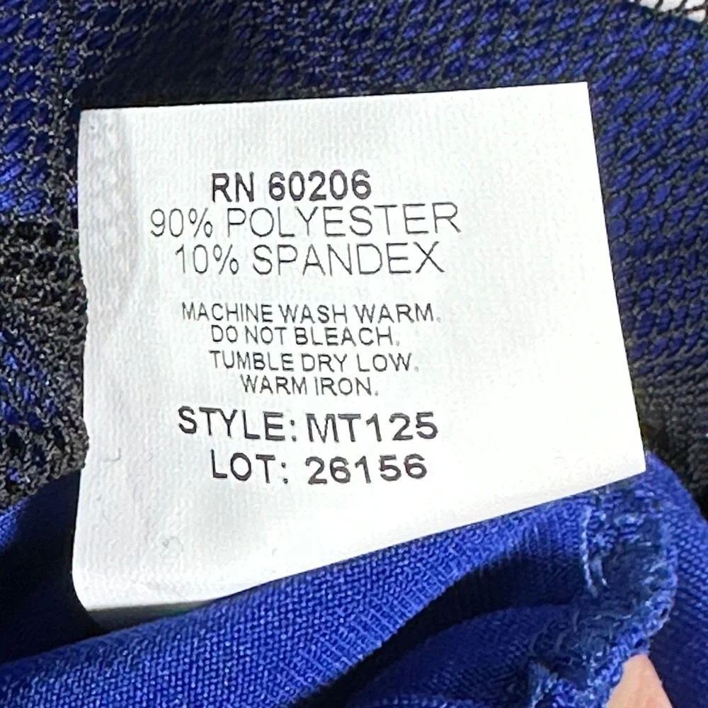 XL Body Wrappers Royal Blue Black Mesh High Neck Dance Crop Top youth 12-14